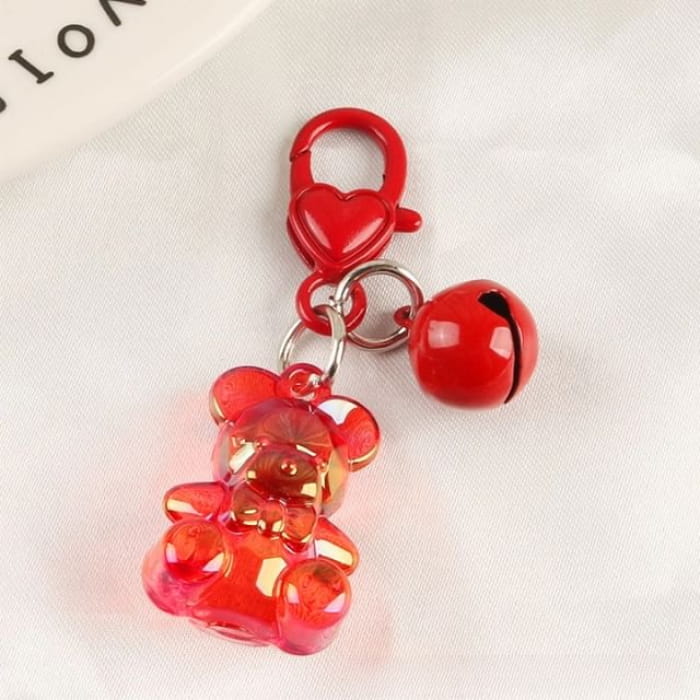 Bell Bear Bag Charm Keyring - Q725-6 - Red / One Size