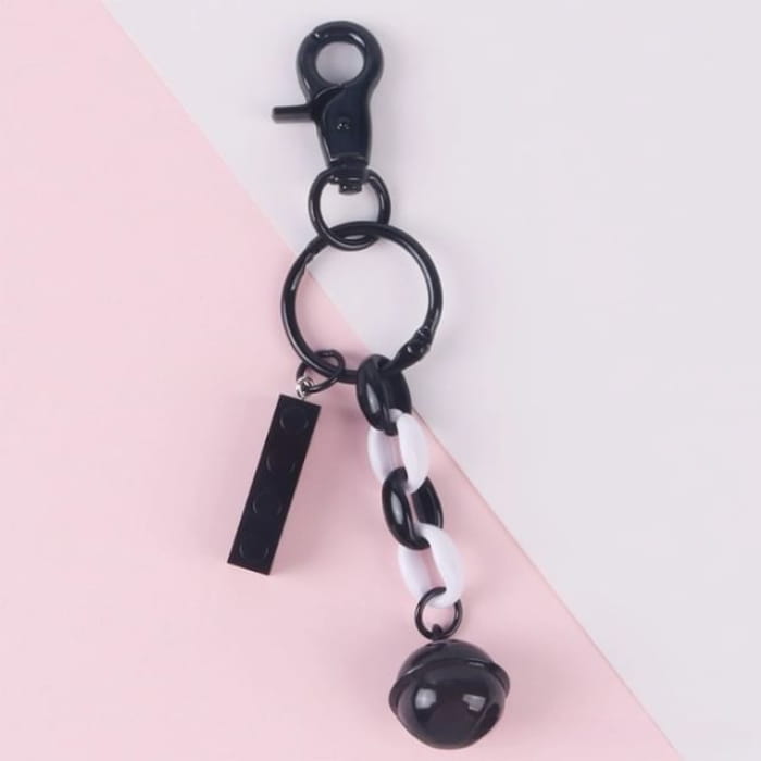 Bell Toy Block Bag Charm Keyring - Q441-1 - Black / One Size