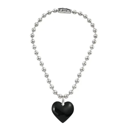 Big Heart Pendant Necklace - Standart / Black