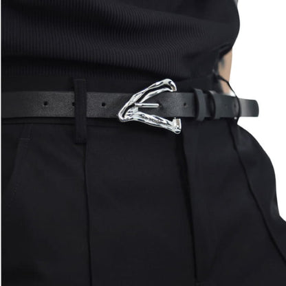 Black Asymmetrical Buckle Belt - Belts