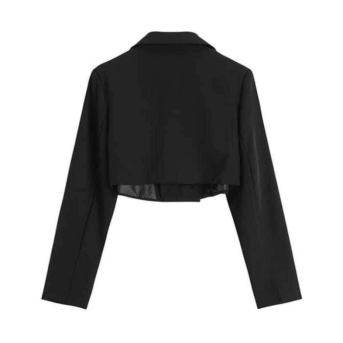 Black Chain Decor Short Blazer Lace Up Irregular Slip Dress