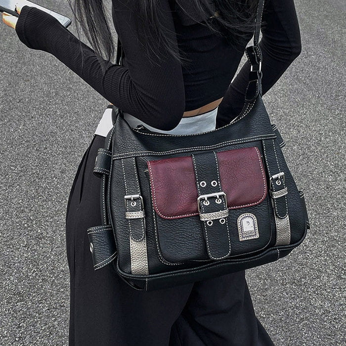 Black Check Shoulder Bag - Standart / Black/red - Handbags