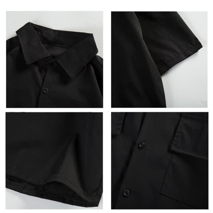 Black Dark Pocket T-Shirt Skirt Set