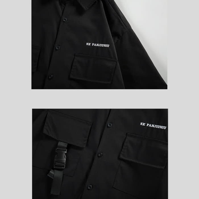 Black Dark Pocket T-Shirt Skirt Set