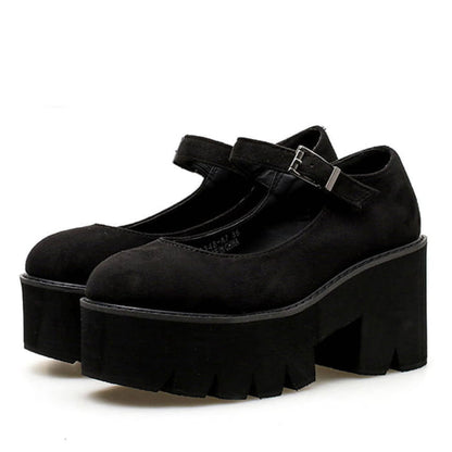 Black Faux Suede Platform Sandals - Shoes