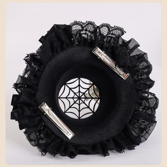 Black Floral Halloween Skeleton Mini Hat - Free Size