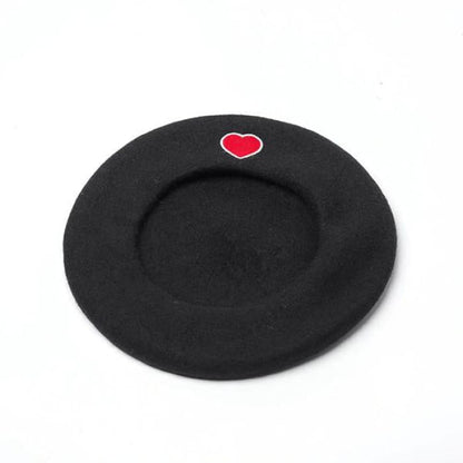 Black Heart Beret - Standart / Hats