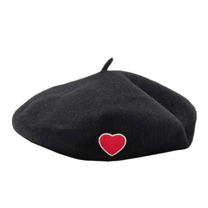 Black Heart Beret - Standart / Hats