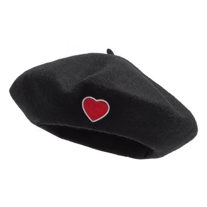 Black Heart Beret - Standart / Hats