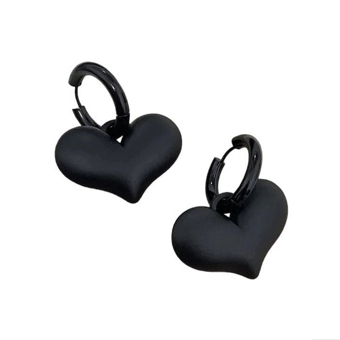 Black Heart Pendant Earrings - earrings