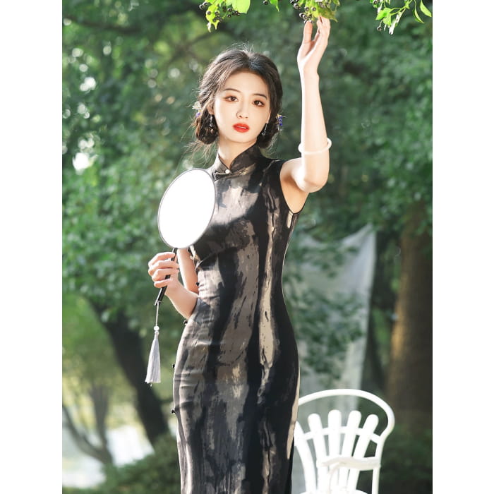 Black Ink Painting Cheongsam - S - Female Hanfu