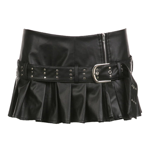Black Leather Micro Skirt - S
