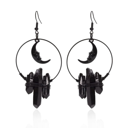 Black Moon Witch Crystal Earrings - Standart / earrings