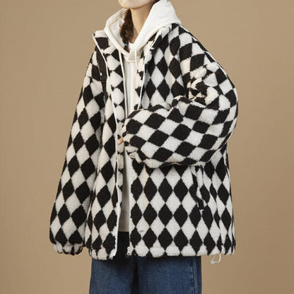 Black Plaid Zip Up Jacket - S / Jackets