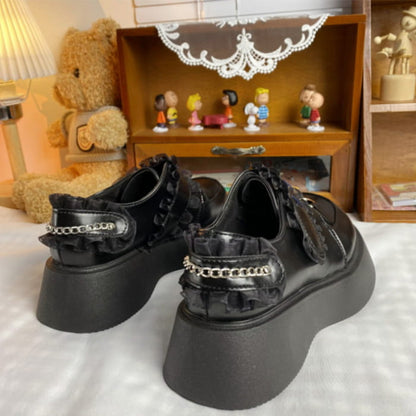 Black Platform Lace Lolita Mary Janes Shoes