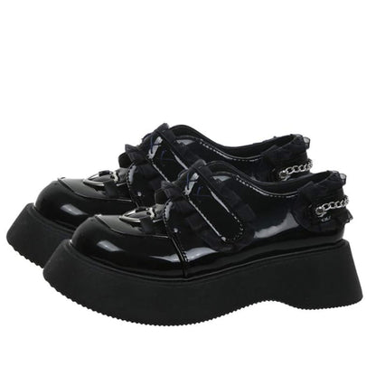 Black Platform Lace Lolita Mary Janes Shoes - 2 / 35