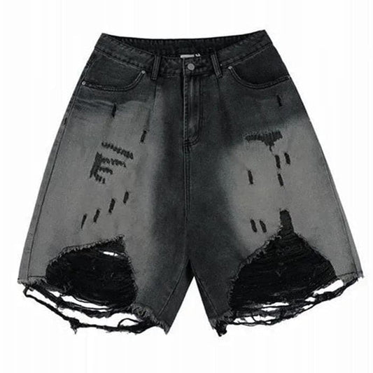 Black Ripped Denim Shorts - S / Black - Shorts