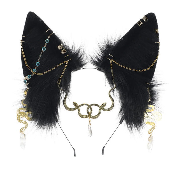 Black Snake Chain Fox Ears Furry Headband