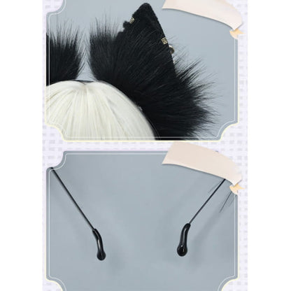 Black Star Moon Chain Fox Ears Furry Headband - One Size