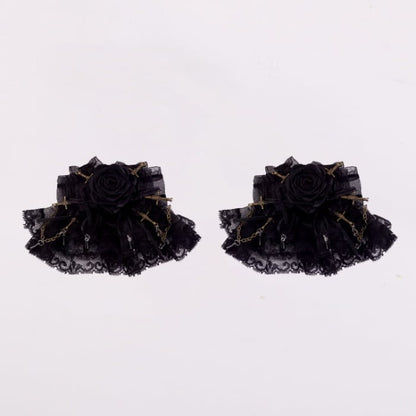 Black Swords Bowknots Rosette Lace Hairclips