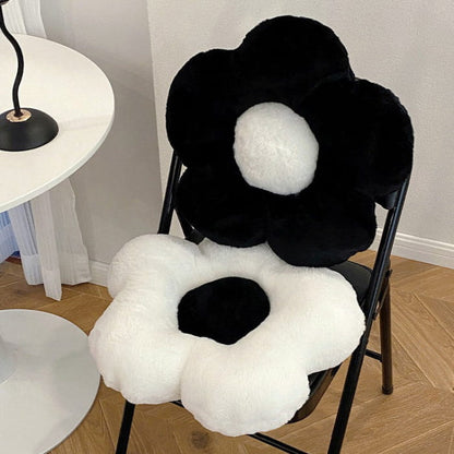 Black White Flower Pillow