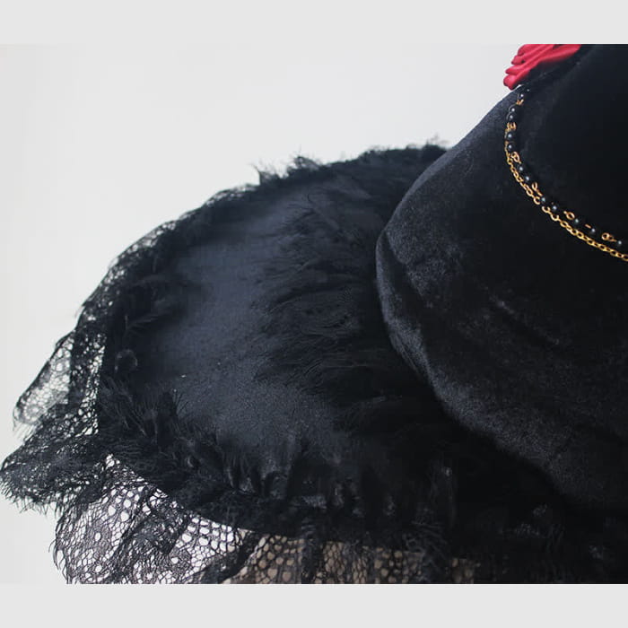 Black Witch Gothic Rose Decor Lace Hat
