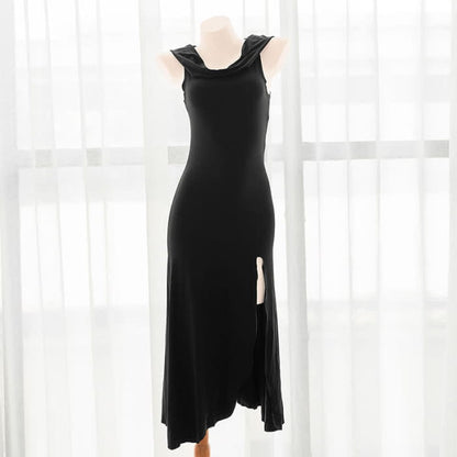 Black Witch Sleeveless Hooded Split Dress - One Size