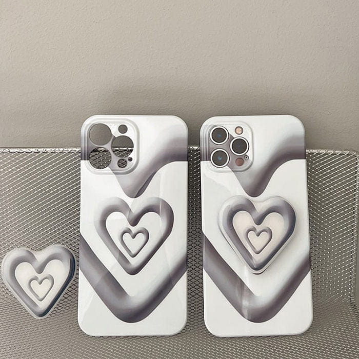 Black with White Heart iPhone Case - IPhone