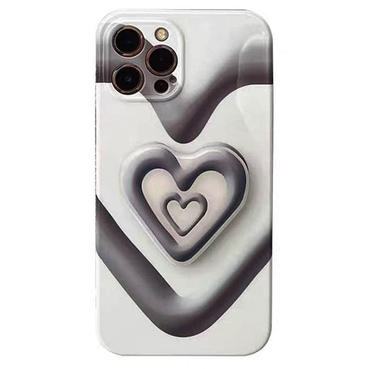 Black with White Heart iPhone Case - IPhone