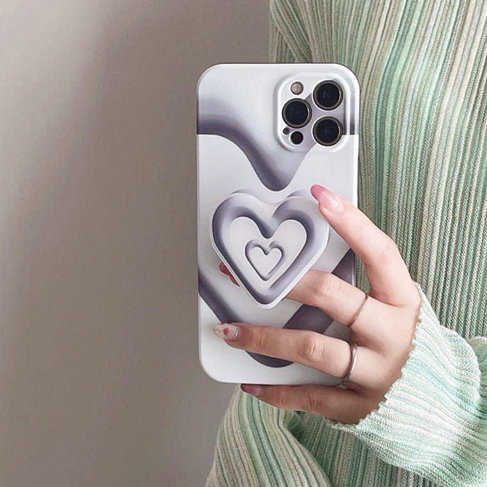 Black with White Heart iPhone Case - IPhone