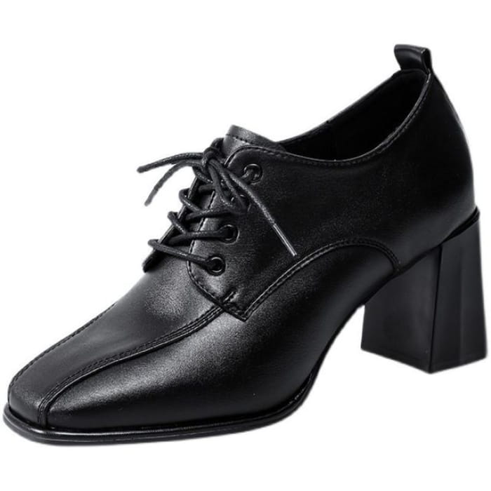 Block Heel Lace Ups - Black / 34