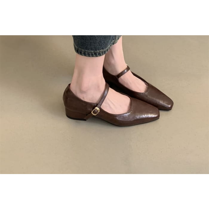 Block-Heel Mary Jane Flats - Shoes