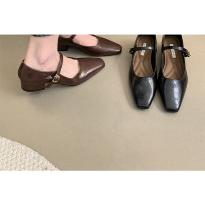 Block-Heel Mary Jane Flats - Shoes