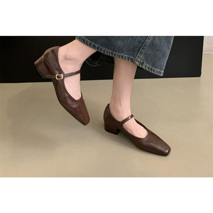 Block-Heel Mary Jane Flats - Shoes