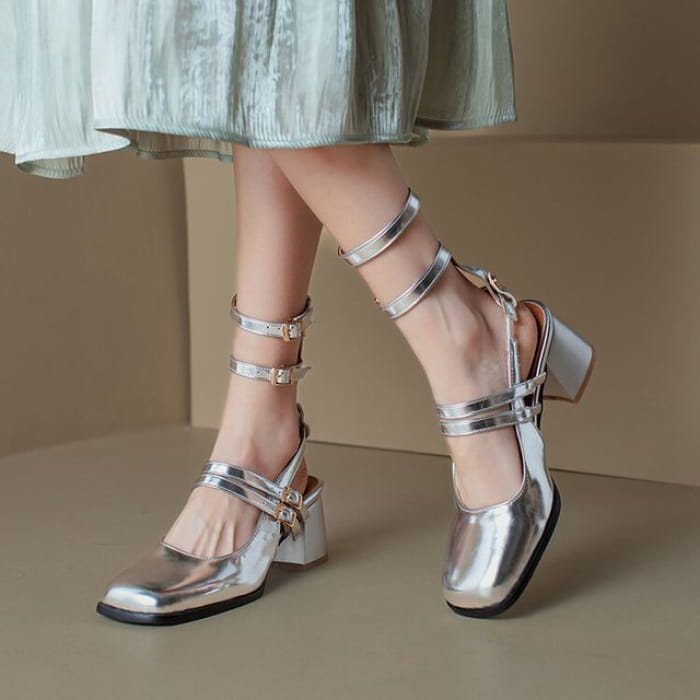 Block Heel Plain Sandals