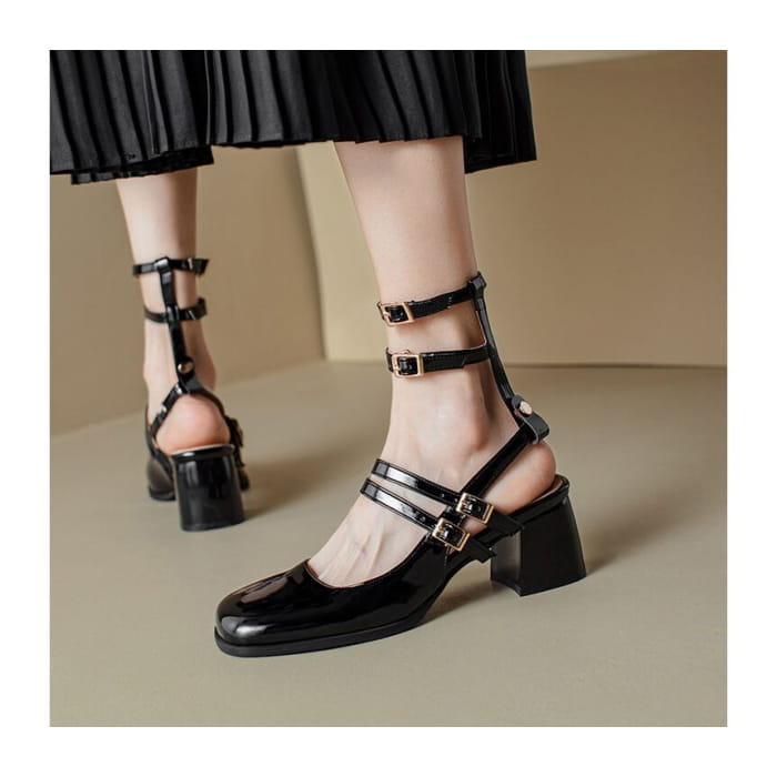 Block Heel Plain Sandals