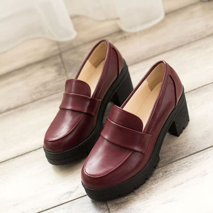 Block-Heel Platform Loafers