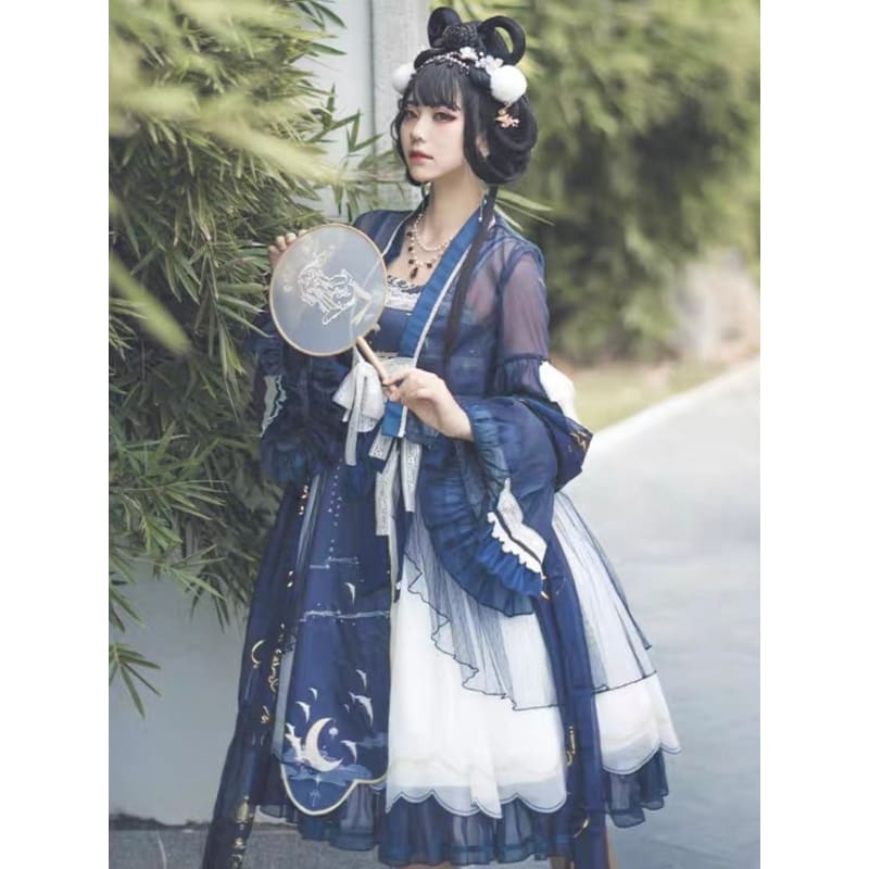 Blue Night Moon Fantasy Dress - Modern Hanfu
