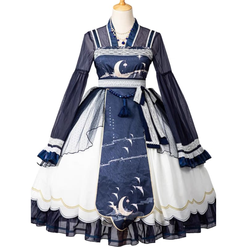 Blue Night Moon Fantasy Dress - S - Modern Hanfu