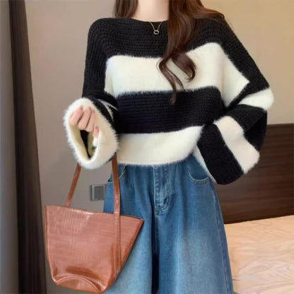 Boatneck Two Tone Sweater