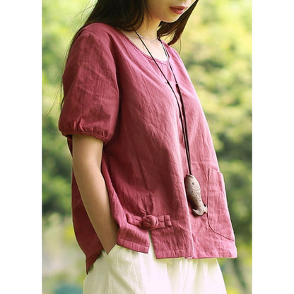 Boutique Red Asymmetrical Patchwork Shirts Summer VB1025