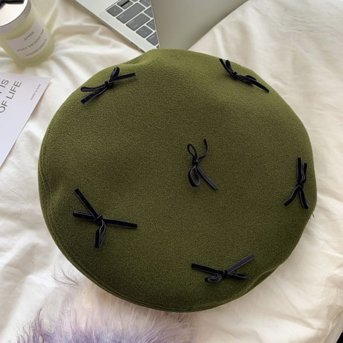 Bow Accent Beret - Hats