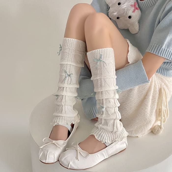 Bow Accent Knit Leg Warmers