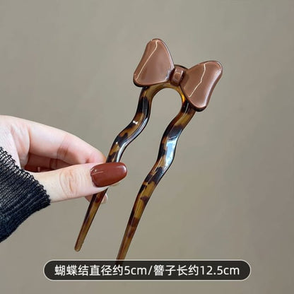 Bow Acetate Hair Stick - Coffee / One Size