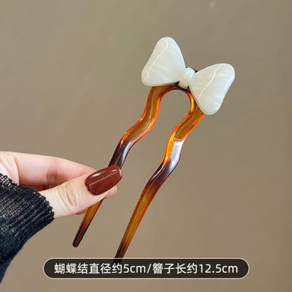 Bow Acetate Hair Stick - White / One Size