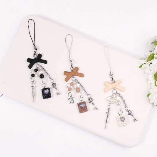 Bow Acrylic Phone Charm (Various Designs) - Q1571-2 - Khaki