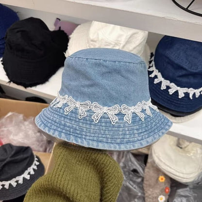 Bow Bucket Hat - Light Blue / One Size