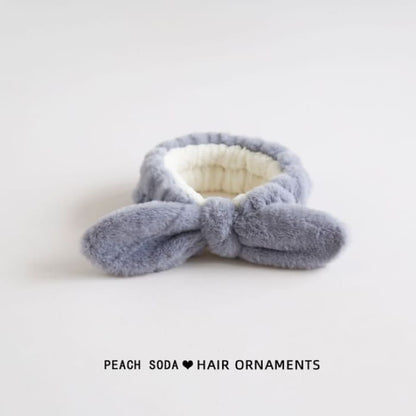 Bow Chenille Face Wash Headband - Grayish Blue / One Size