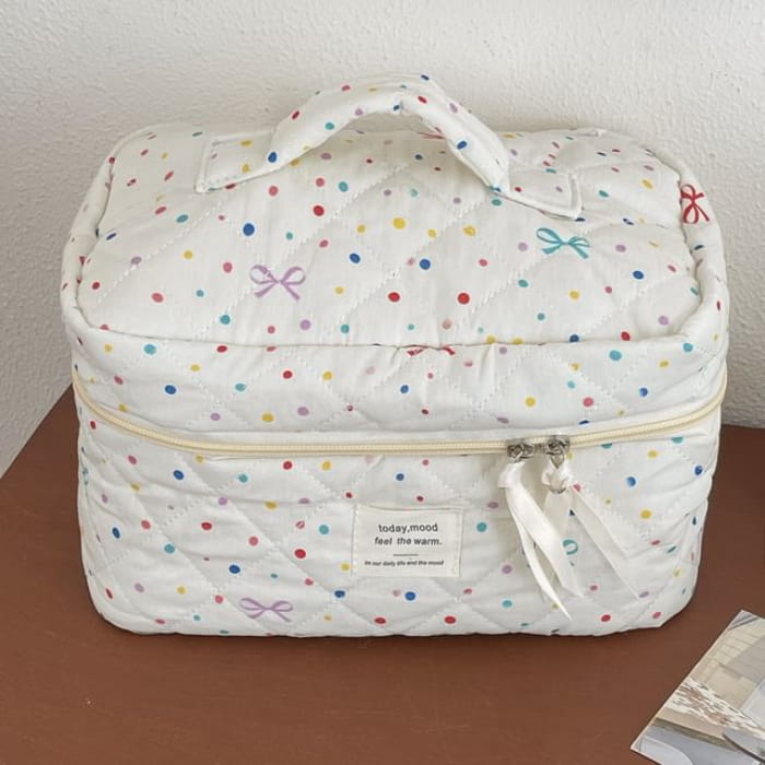 Bow Dotted Fabric Makeup Bag / Clutch (Various Designs)