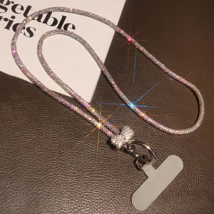 Bow Embellished Wrist Phone Strap / Lanyard with Pad - Neck